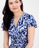 Women's Faux-Wrap Flutter-Sleeve Floral-Print Dress