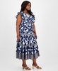 Plus Size Mixed-Print Tiered Maxi Dress