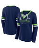 Women's College Navy Seattle Seahawks Won and Done Lace-Up Long Sleeve Fashion Top