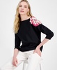 Women's Sequined-Shoulder 3/4-Sleeve Sweater