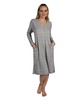 Women's Long Sleeve Fleece Henley Long Nightshirt Lounger