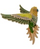 Gold-Tone Green Crystal Flying Parrot Pin