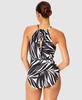 Women's Printed High-Neck Belted One-Piece Swimsuit