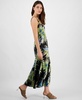 Women's Palm-Print Satin Midi Dress, Exclusively at Macy's
