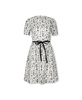 Womens' Short Pleated Sleeve Woven Dress with Waist Tie