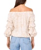 Women's Printed Linen-Blend Off-The-Shoulder Bubble-Sleeve Top
