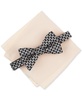 Men's Checker Bow Tie & Solid Pocket Square Set, Exclusively at Macy's
