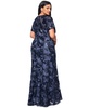 Plus Size Floral Sequin V-Neck Sheath Gown
