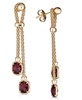 Lab Grown Lapis Lazuli Double Chain Drop Earrings in 14k Gold-Plated Sterling Silver (Also in Turquoise, Citrine, Amethyst, Garnet & Onyx)