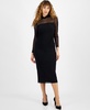 Women's Long-Sleeve Mesh Turtleneck Dress, Created for Macy's 