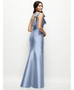 Women's Deep V-back Satin Trumpet Dress with Cascading Bow at One Shoulder