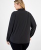 Plus Size Dot-Print Scarf-Neck Long-Sleeve Top