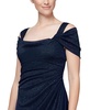 Petite Cold-Shoulder Draped Metallic Gown