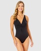 Women's Plunge-Neck Twist-Front One-Piece Swimsuit