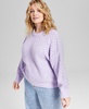 Trendy Plus Size Pointelle-Knit Long-Sleeve Sweater, Created for Macy's