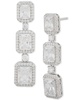 Cubic Zirconia Graduated Square Halo Linear Drop Earrings in Sterling Silver