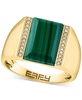 EFFY® Men's Malachite & Diamond (1/10 ct. t.w.) Ring in Gold-Plated Sterling Silver