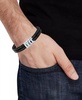 Men's Cubic Zirconia Double Strand Leather Bracelet in Stainless Steel