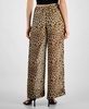 Women's Sheer Cheetah-Print High-Rise Wide-Leg Pants, Exclusively at Macy's 