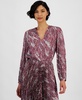 Women's Printed V-Neck Long-Sleeve Blouse