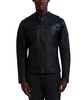 Men's Band-Collar Distressed Leather Jacket
