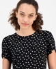Petite Dot-Print Tulip-Sleeve Top