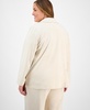 Plus Size French Terry Faux Double-Breasted Jacket