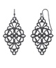 Black-Tone Filigree Diamond Drop Earrings