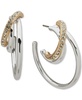 Two-Tone Crystal Multi Row Medium C Hoop Earrings, 1.6"