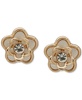 Gold-Tone Mother of Pearl Crystal Flower Stud Earrings
