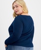 Trendy Plus Size Solid Boat-Neck Long-Sleeve Layered Top, Exclusively at Macy's