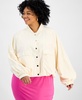 Plus Size Bubble-Hem Twill Cargo Jacket, Exclusively at Macy's