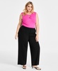 Trendy Plus Size High-Rise Wide-Leg Ponté-Knit Pants, Created for Macy's