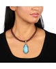 Sterling Silver Blue Turquoise Teardrop Bordered Design Pendant Enhancer