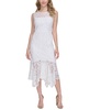 Women's Floral Lace Handkerchief-Hem Midi Dress