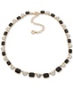 Gold-Tone Jet Stone & Crystal Alternating Link Collar Necklace, 16" + 3" extender