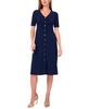 Petite Button-Front Fit & Flare Short-Sleeve Dress