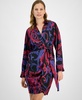 Women's Printed Faux-Wrap Dress