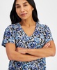 Petite Floral-Print Raglan-Sleeve Top