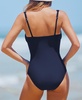 Women's Blue V-Neck Tummy Control One-Piece