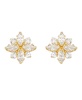 Cubic Zirconia Flower Cluster Stud Earrings in 14k Yellow Gold