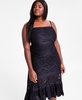Trendy Plus Size Sleeveless Ruffle-Hem Lace Dress, Exclusively at Macy's 