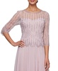 Petite Beaded 3/4-Sleeve Chiffon Gown