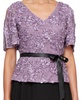 Women's Embroidered Sequined Belted Top