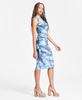Women's Printed Sleeveless Crewneck Ruched Midi Dress, Exclusively at Macy's