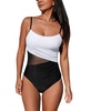 Women's Scoop Neck Cutout Back Hook Mesh One Piece Swimsuit