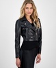 Women's Faux Leather Cropped Moto Jacket 