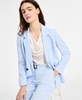 Women's Double-Breasted Blazer, Satin Sleeveless Cowlneck Blouse & High Rise Belted Wide Leg Pants, Exclusively at Macy's