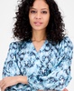 Women's Printed Blouson-Sleeve Midi Dress