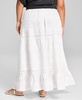 Plus Size Cotton Embroidered Lace-Trim Maxi Skirt, Exclusively at Macy's